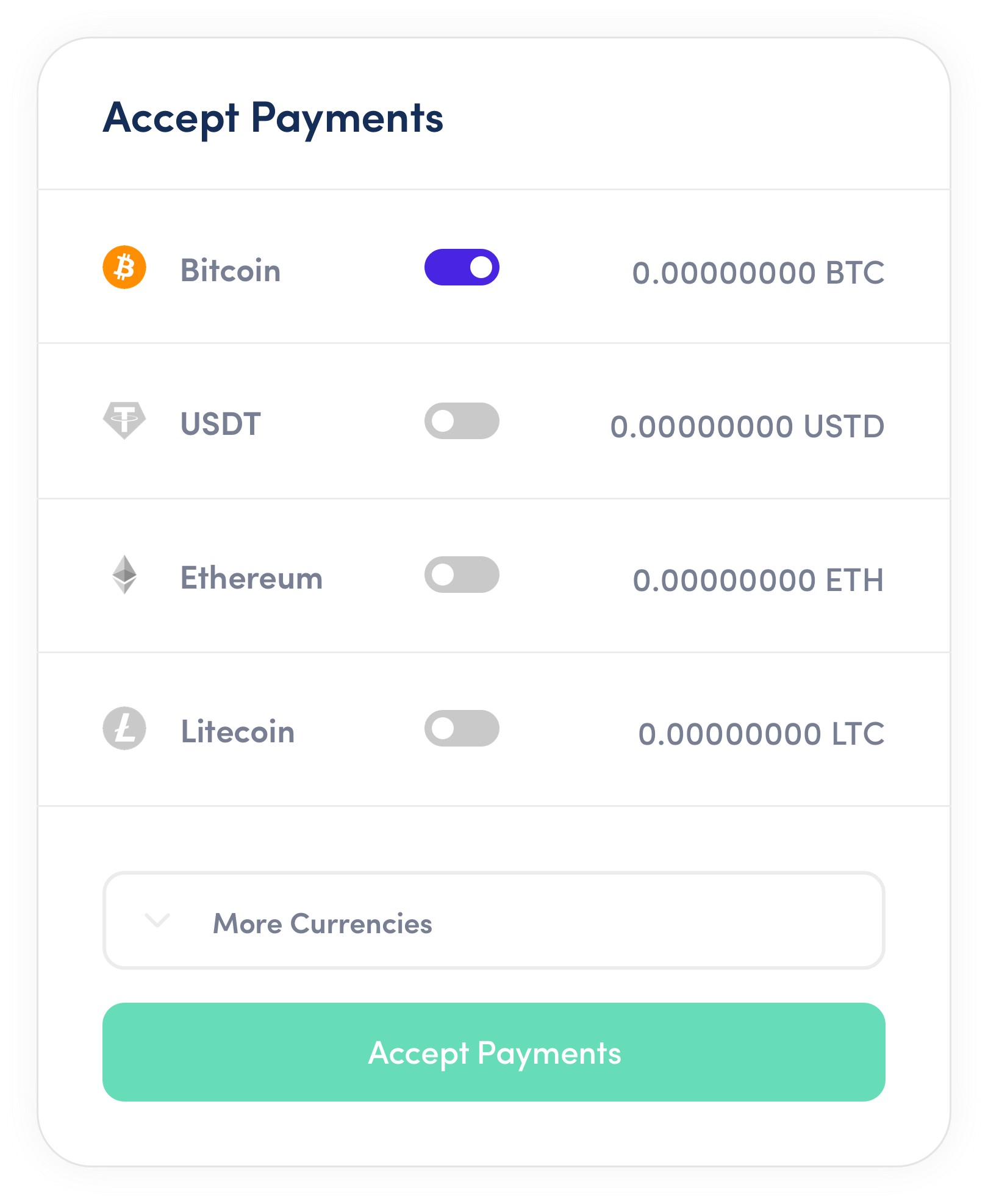 An image depicting the dashboard of the Tomapay crypto processor